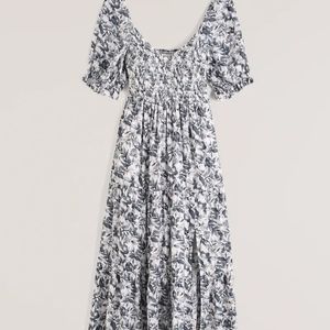 *Rare* Abercrombie & Fitch Short-Sleeve Smocked Midi Dress